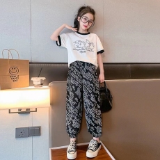 含棉女童夏装短袖套装2026新款洋气中大童装女孩夏季运动两件套