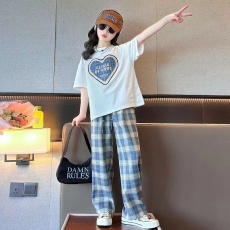 含棉女童夏装短袖套装2026新款洋气中大童装女孩夏季休闲两件套