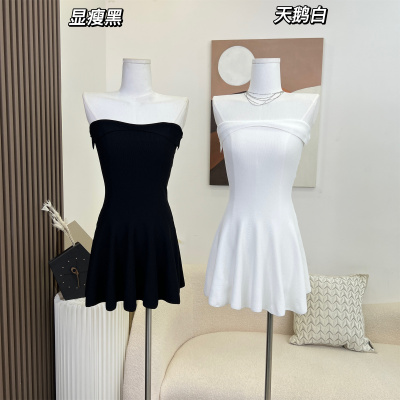 F PROJECT 天鹅挽歌 抹胸连衣裙女春夏修身显瘦气质上衣  两穿
