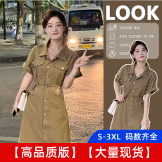 批发高级感法式2023年新款早春<b class='q'>牛仔</b>连衣裙女夏复古气质polo<b class='q'>衬衫</b>长裙子