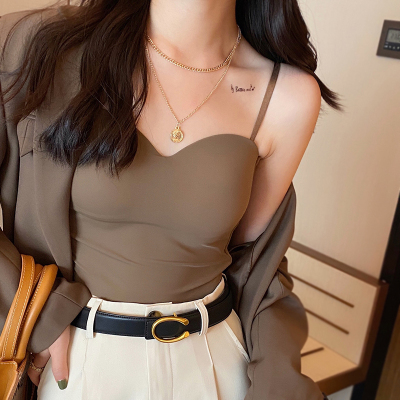 小吊带背心女内搭带胸垫美背文胸一体内衣打底抹胸冰丝网红上衣bf