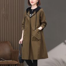 批发风衣外套女中长款2025春秋新款大码胖mm气质显瘦妈妈今年流行大衣