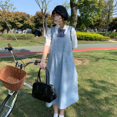 批发<b class='q'>日系</b>木耳边背带<b class='q'>连衣裙</b>女学生韩版宽松显瘦学院风中长裙子上衣