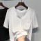 2023春夏 韩国ulzzang新款纯色小口袋螺纹棉小个子短款短袖T恤女轮播图3