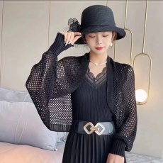 批发夏季冰丝镂空外搭披肩女时尚坎肩配连衣裙空调房袖套搭肩护颈外套