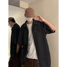 批发日系潮流潮男<b class='q'>衬衫</b>原宿标准夏季百搭新款ins青春流行五分袖时尚