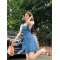 实拍～大码女装韩版洋气泡泡袖上衣复古显瘦百褶背带裙两件套轮播图3