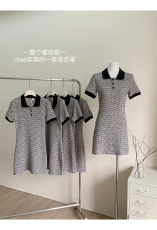 2023夏季新款韩版Polo领格子连衣裙女小个子时尚气质减龄针织短裙
