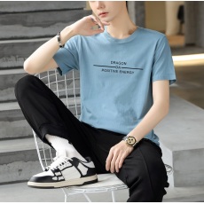 批发200克短袖T恤男夏季潮流男装2023新款宽松半袖上衣纯棉卡通印花衫