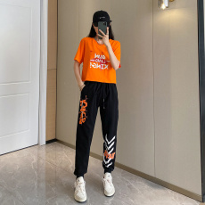 批发广场舞曳步舞服装夏季新款女长袖t恤水兵舞蹈服迷彩工装裤两件套