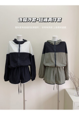 METWO陈幕后 休闲宽松冲锋衣防晒运动套装外套+短裤两件套