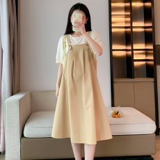 实拍 现货 孕妇装2023夏季新款时尚吊带连衣裙孕妇连衣裙两件套