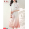 2023夏季新品改良式旗袍新中式大码女装中国风真丝印花连衣裙轮播图1