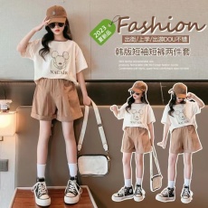 女童夏装套装洋气时髦短裤儿童装2026新款女孩夏季短袖运动两件套