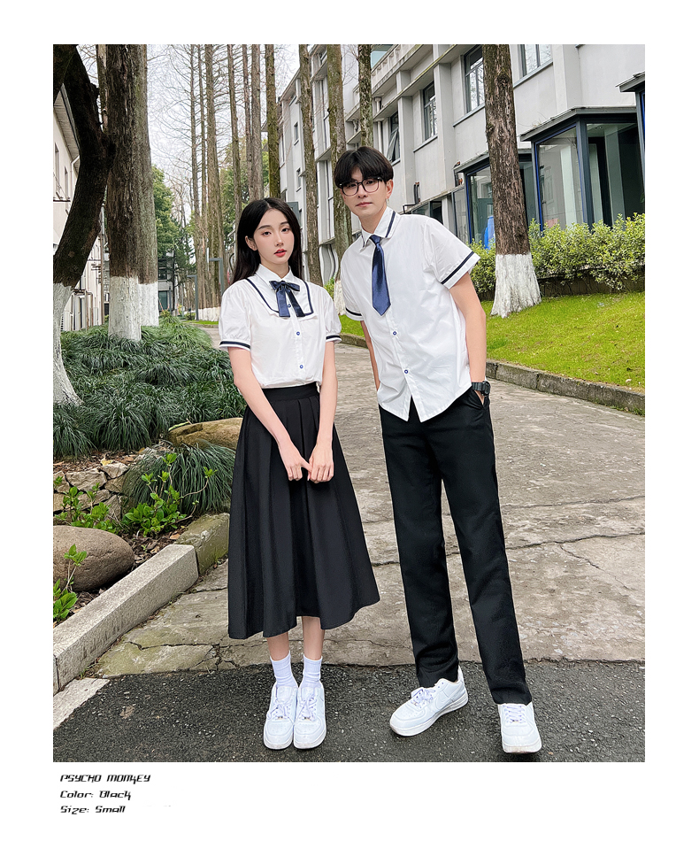 实拍学院风情侣装2024夏季新款初高中毕业照班服短袖套装校服