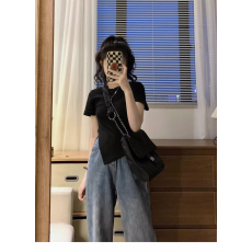 批发特价纯棉92棉8氨纶抖音质量盐系穿搭洋气夏季正肩短袖女