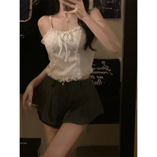 批发实拍~<b class='q'>大码</b>女装木耳边吊带背心修身显瘦美背内搭上衣