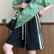 2023夏季新款韩版65华夫格抖音质量阔腿裤五分裤薄款运动短裤大码轮播图2