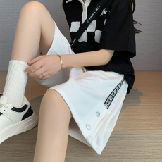 实拍2023夏季新款韩版65华夫格抖音质量阔腿裤五分裤运动短裤大码