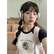 批发【210克95棉40s奥戴尔】<b class='q'>甜美</b>可爱奶牛短袖t恤女夏季短款