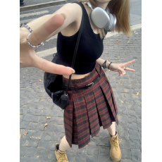 批发大码气质百搭黑色背心格子半身裙A字裙黑色长款长袖防晒衣套装