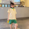 女童夏装2023新款中大童韩版Polo宽松短裤运动小女孩童装两件套轮播图2