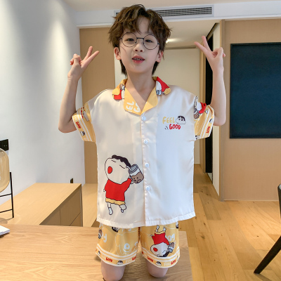 男童睡衣夏季薄款冰丝短袖2023新款儿童夏天中大童12岁男孩空调服