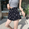 实拍设计感小心机牛仔短裤女2023夏季高腰宽松显瘦卷边阔脚裤热裤轮播图2