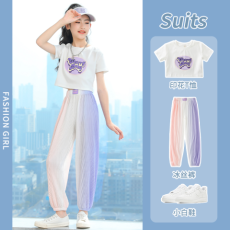 批发女童夏季套装儿童2023新款网红夏装女孩洋气时髦童装<b class='q'>运动</b>大童短袖