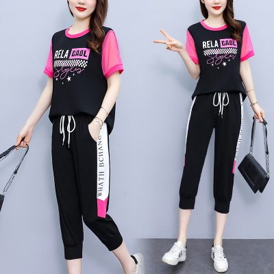2023新款运动服休闲时尚套装女夏季宽松洋气质减龄七分裤两件套