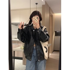 批发实拍春<b class='q'>秋</b>港风酷女孩翻领pu皮衣小个子宽松廓形美式机车皮夹克外套