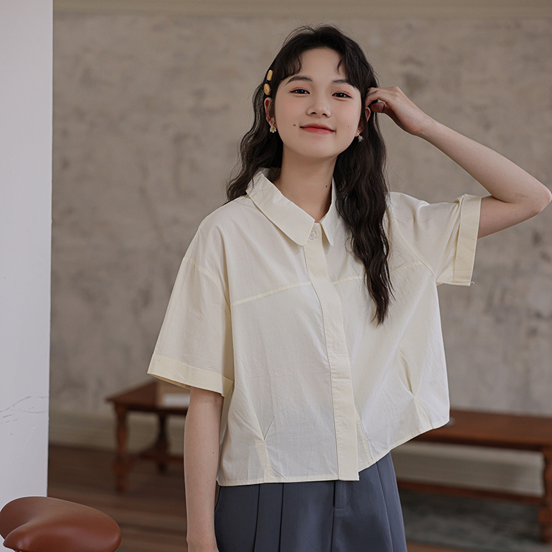 실사 2026 년 여름 새로운 작은 청신 학원 스타일 달콤함 POLO 칼라 셔츠 다용도 한국 스타일 Chic 셔츠