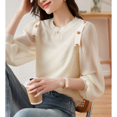 批发<b class='q'>网纱</b>蕾丝雪纺衬衫女春装2026春季新款宽松百搭<b class='q'>上衣</b>女士打底小衫