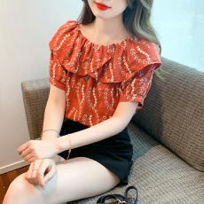 批发娃娃衫上衣<b class='q'>女</b>2026年夏季荷叶边重工刺绣棉韩版设计感上衣