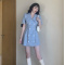 甜美法式初恋连衣裙女2023夏季新款温柔风小个子西装格子显瘦裙子轮播图2