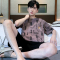 夏季新款男装莫代尔宽松大码套头短袖休闲简约家居服睡衣套装薄款轮播图3