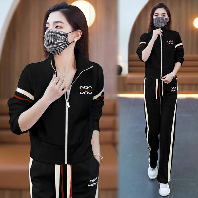 爆款拼色运动套装女2023春季新款洋气减龄卫衣休闲裤两件套运动服