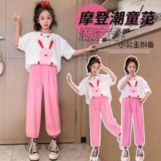 批发<b class='q'>女</b><b class='q'>童</b><b class='q'>夏装</b>网红炸街套装2023新款儿童洋气短袖中大童夏季运动两件套