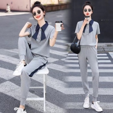 批发2023春夏新款<b class='q'>女</b>炸街奶乖休闲<b class='q'>套装</b>蝴蝶结<b class='q'>卫衣</b>束脚卫裤两件套