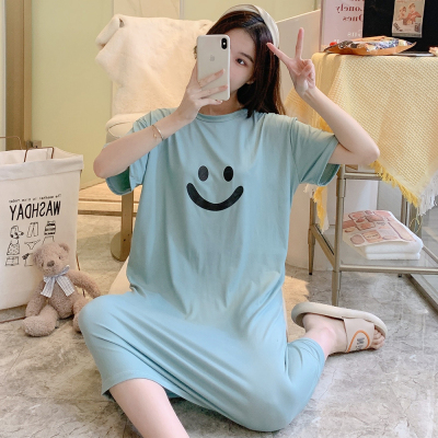源头工厂2023年睡裙女夏睡衣女可外穿大码睡裙中长款家居服