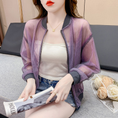 批发实拍2023夏季宽松网纱防晒衣女薄款透气<b class='q'>户外</b>时尚棒球夹克外套