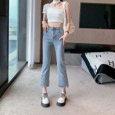 批发实拍实价~高腰弹力直筒烟管<b class='q'>九分</b>裤子女夏季新款宽松阔腿<b class='q'>牛仔裤</b>子