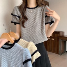 批发实拍<b class='q'>大码</b>女装2023夏装新款时尚针织衫短袖上衣