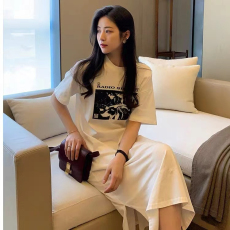 牛奶丝#180克短袖网红风睡裙夏季长裙可外穿胖m宽松连衣裙家居服