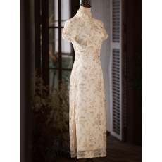 批发2024夏季复古老<b class='q'>上海</b>雪纺碎花<b class='q'>旗袍</b>年轻民国风优雅名媛少女日常高级