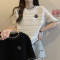实拍2023夏装新款大码女装洋气针织短袖T恤胖mm宽松镂空冰丝上衣轮播图1