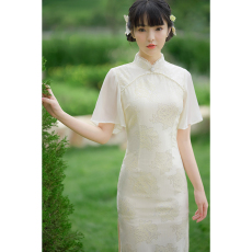 批发温柔<b class='q'>上海</b>千金氛围感蕾丝<b class='q'>旗袍</b>2023年夏季新款少女改良高级感