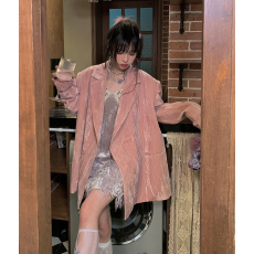 批发FunnJ方几 绝代丝绒千金设计感小众高级西装外套女宽松休闲上衣春
