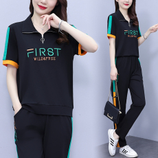 批发休闲套装女2025新款夏季时尚刺绣潮流洋气时髦减龄显瘦短袖两件套