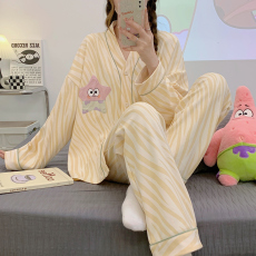 批发宏达盛春季新款6040睡衣女长袖长裤甜美舒适可外穿家居服套装